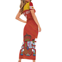 Custom Spain Football Family Matching Short Sleeve Bodycon Dress and Hawaiian Shirt Summer 2024 La Roja - Wonder Print Shop