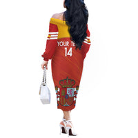 Custom Spain Football Off The Shoulder Long Sleeve Dress Summer 2024 La Roja - Wonder Print Shop
