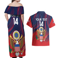 Custom United States Soccer Couples Matching Off Shoulder Maxi Dress and Hawaiian Shirt Summer 2024 Go USA - Wonder Print Shop