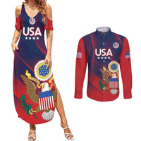 Custom United States Soccer Couples Matching Summer Maxi Dress and Long Sleeve Button Shirt Summer 2024 Go USA - Wonder Print Shop
