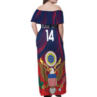 Custom United States Soccer Family Matching Off Shoulder Maxi Dress and Hawaiian Shirt Summer 2024 Go USA - Wonder Print Shop