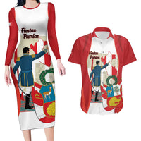 Peru Independence Day Couples Matching Long Sleeve Bodycon Dress and Hawaiian Shirt Jose de San Martin Fiestas Patrias