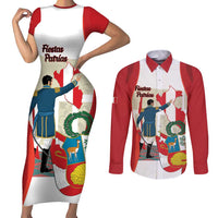 Peru Independence Day Couples Matching Short Sleeve Bodycon Dress and Long Sleeve Button Shirt Jose de San Martin Fiestas Patrias