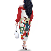 Peru Independence Day Family Matching Off The Shoulder Long Sleeve Dress and Hawaiian Shirt Jose de San Martin Fiestas Patrias