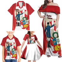 Peru Independence Day Family Matching Off Shoulder Maxi Dress and Hawaiian Shirt Jose de San Martin Fiestas Patrias