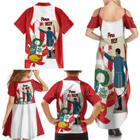 Peru Independence Day Family Matching Summer Maxi Dress and Hawaiian Shirt Jose de San Martin Fiestas Patrias