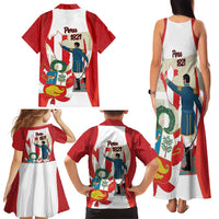 Peru Independence Day Family Matching Tank Maxi Dress and Hawaiian Shirt Jose de San Martin Fiestas Patrias