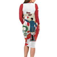 Peru Independence Day Long Sleeve Bodycon Dress Jose de San Martin Fiestas Patrias