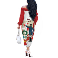 Peru Independence Day Off The Shoulder Long Sleeve Dress Jose de San Martin Fiestas Patrias