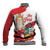 Fiestas Patrias de Peru Baseball Jacket Coat Of Arms With Cute Alpaca Face