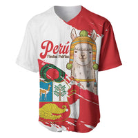Fiestas Patrias de Peru Baseball Jersey Coat Of Arms With Cute Alpaca Face