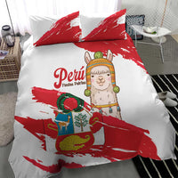 Fiestas Patrias de Peru Bedding Set Coat Of Arms With Cute Alpaca Face