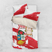 Fiestas Patrias de Peru Bedding Set Coat Of Arms With Cute Alpaca Face