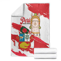 Fiestas Patrias de Peru Blanket Coat Of Arms With Cute Alpaca Face