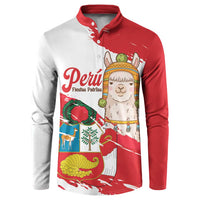 Fiestas Patrias de Peru Button Sweatshirt Coat Of Arms With Cute Alpaca Face