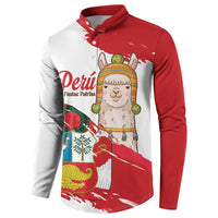 Fiestas Patrias de Peru Button Sweatshirt Coat Of Arms With Cute Alpaca Face