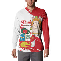 Fiestas Patrias de Peru Button Sweatshirt Coat Of Arms With Cute Alpaca Face