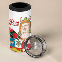 Fiestas Patrias de Peru 4 in 1 Can Cooler Tumbler Coat Of Arms With Cute Alpaca Face