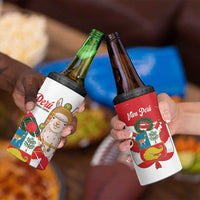 Fiestas Patrias de Peru 4 in 1 Can Cooler Tumbler Coat Of Arms With Cute Alpaca Face