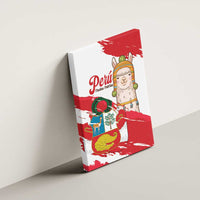 Fiestas Patrias de Peru Canvas Wall Art Coat Of Arms With Cute Alpaca Face