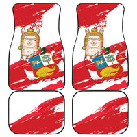 Fiestas Patrias de Peru Car Mats Coat Of Arms With Cute Alpaca Face