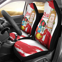 Fiestas Patrias de Peru Car Seat Cover Coat Of Arms With Cute Alpaca Face
