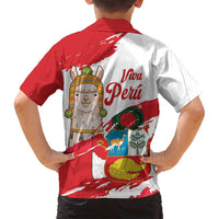 Fiestas Patrias de Peru Family Matching Puletasi and Hawaiian Shirt Coat Of Arms With Cute Alpaca Face