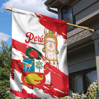 Fiestas Patrias de Peru Garden Flag Coat Of Arms With Cute Alpaca Face