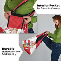 Fiestas Patrias de Peru Grocery Bag Coat Of Arms With Cute Alpaca Face