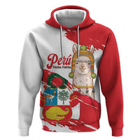 Fiestas Patrias de Peru Hoodie Coat Of Arms With Cute Alpaca Face