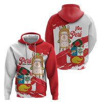 Fiestas Patrias de Peru Hoodie Coat Of Arms With Cute Alpaca Face