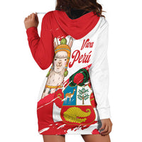 Fiestas Patrias de Peru Hoodie Dress Coat Of Arms With Cute Alpaca Face