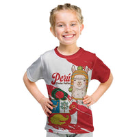 Fiestas Patrias de Peru Kid T Shirt Coat Of Arms With Cute Alpaca Face