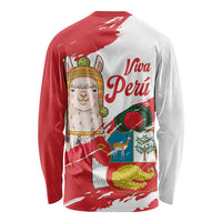 Fiestas Patrias de Peru Long Sleeve Shirt Coat Of Arms With Cute Alpaca Face