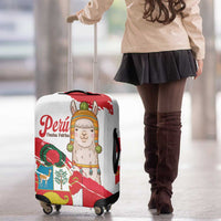 Fiestas Patrias de Peru Luggage Cover Coat Of Arms With Cute Alpaca Face