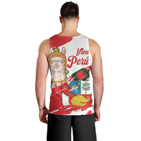 Fiestas Patrias de Peru Men Tank Top Coat Of Arms With Cute Alpaca Face