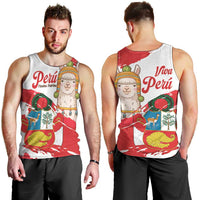 Fiestas Patrias de Peru Men Tank Top Coat Of Arms With Cute Alpaca Face
