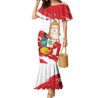 Fiestas Patrias de Peru Mermaid Dress Coat Of Arms With Cute Alpaca Face