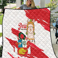 Fiestas Patrias de Peru Quilt Coat Of Arms With Cute Alpaca Face