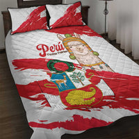 Fiestas Patrias de Peru Quilt Bed Set Coat Of Arms With Cute Alpaca Face