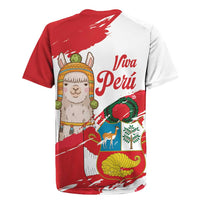 Fiestas Patrias de Peru Rugby Jersey Coat Of Arms With Cute Alpaca Face