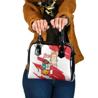 Fiestas Patrias de Peru Shoulder Handbag Coat Of Arms With Cute Alpaca Face