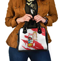Fiestas Patrias de Peru Shoulder Handbag Coat Of Arms With Cute Alpaca Face