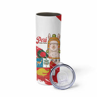 Fiestas Patrias de Peru Skinny Tumbler Coat Of Arms With Cute Alpaca Face