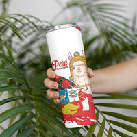 Fiestas Patrias de Peru Skinny Tumbler Coat Of Arms With Cute Alpaca Face