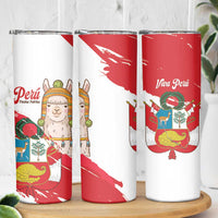 Fiestas Patrias de Peru Skinny Tumbler Coat Of Arms With Cute Alpaca Face