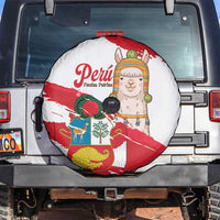 Fiestas Patrias de Peru Spare Tire Cover Coat Of Arms With Cute Alpaca Face