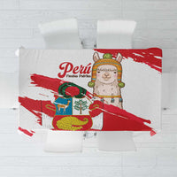 Fiestas Patrias de Peru Tablecloth Coat Of Arms With Cute Alpaca Face