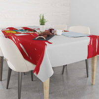 Fiestas Patrias de Peru Tablecloth Coat Of Arms With Cute Alpaca Face