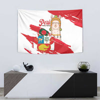 Fiestas Patrias de Peru Tapestry Coat Of Arms With Cute Alpaca Face